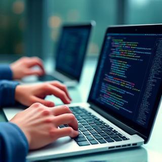 Developers coding a custom app